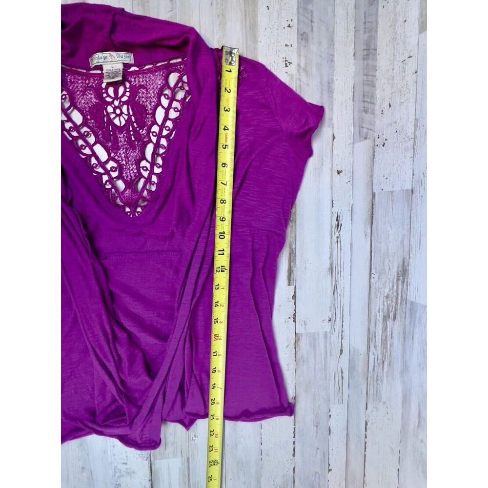 Vintage Suzie Womens Cardigan Sweater Hot Pink Open Front Size Large Lace Back - Picture 8 of 8